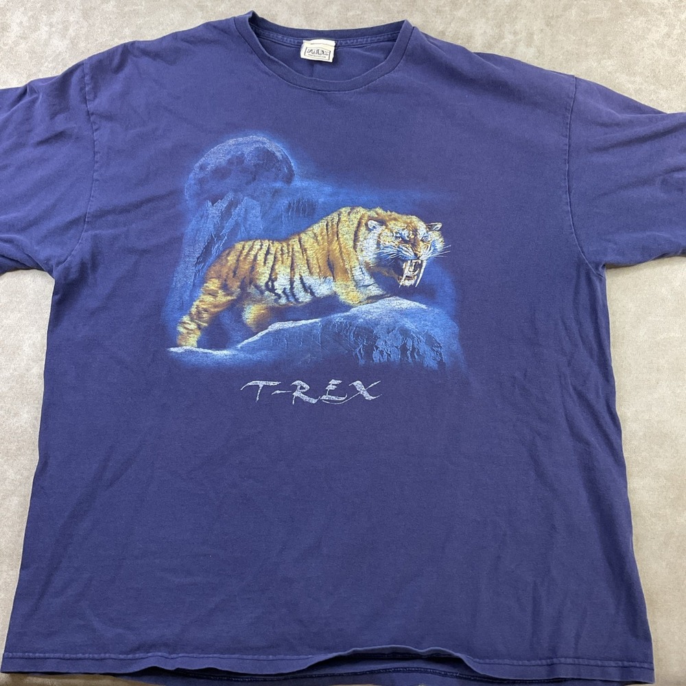 Vintage T-Rex Cafe T-Shirt Tiger Graphic Tee 90s Y2K Short Sleeve Men Sz 2XL - Picture 8 of 8